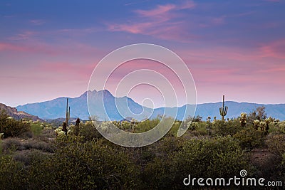 Superstition Mountains in Arizona Stock Photo