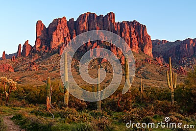 The Superstition Mountains in Lost Dutchman State Park, Arizona Stock Photo