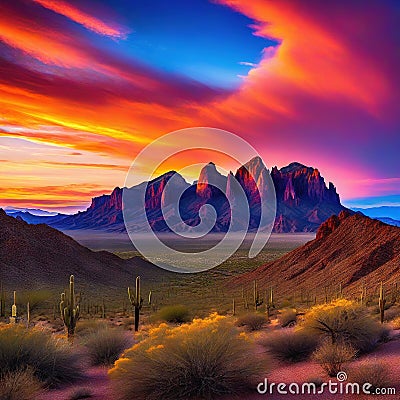 Superstition Mountains by Cartoon Illustration