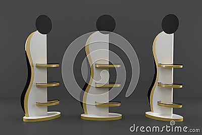 Modern product display shelf for superstore 3d rendering Stock Photo