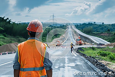 Supervising Road Construction On An Expressway Project The Role Of A Civil Engineer Stock Photo