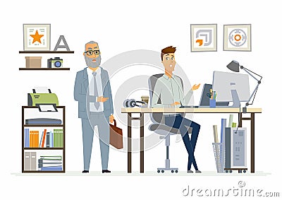 Supervising Staff - modern vector cartoon business characters illustration Vector Illustration