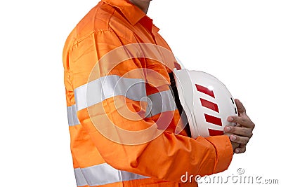 Supervisor with construction hard hat and high visibility shirt Stock Photo