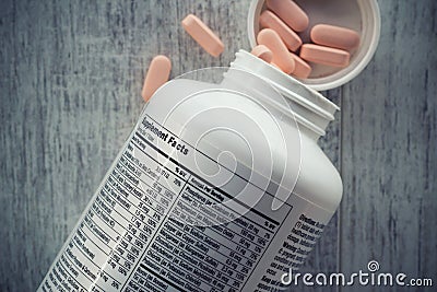 Closeup of a bottle of vitamins Stock Photo