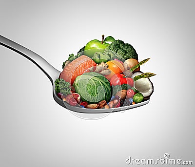 Supplements Vitamins Health Food Spoon Cartoon Illustration