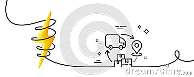 Supply chain line icon. Delivery logistics sign. Continuous line with curl. Vector Vector Illustration