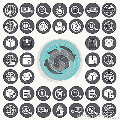 Supply chain and logistics icons set. Vector Illustration