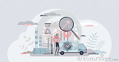 Supply chain management and logistic distribution system tiny person concept Vector Illustration