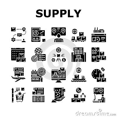 Supply Chain Management System Icons Set Vector Vector Illustration