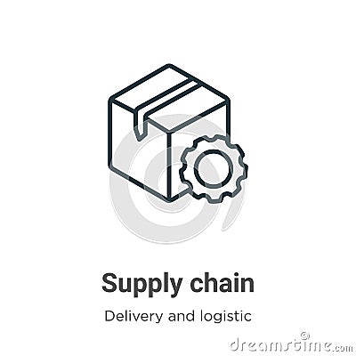 Supply chain outline vector icon. Thin line black supply chain icon, flat vector simple element illustration from editable Vector Illustration