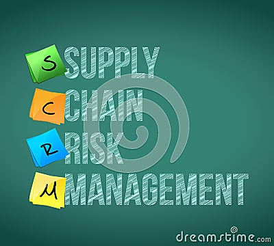 supply chain risk management post memo chalkboard Cartoon Illustration