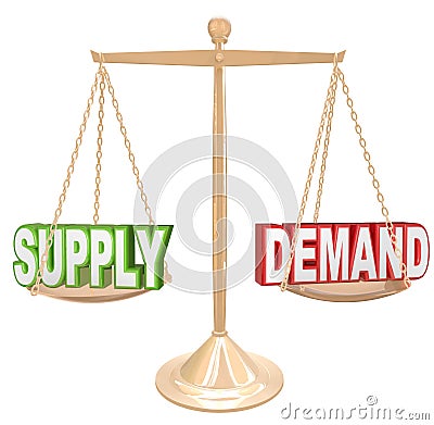 Supply and Demand Balance Scale Economics Principles Law Stock Photo