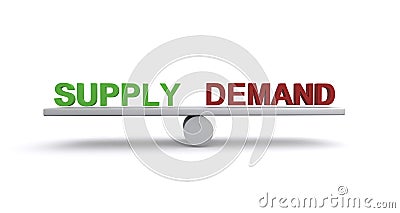 Supply demand balance on white Stock Photo