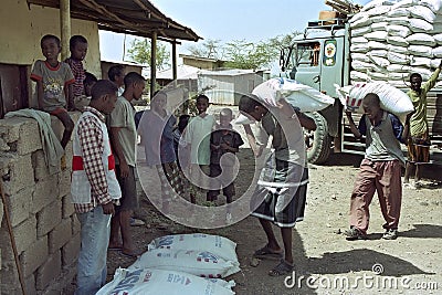Supply food aid for Afar by Red Cross in Ethiopia Editorial Stock Photo