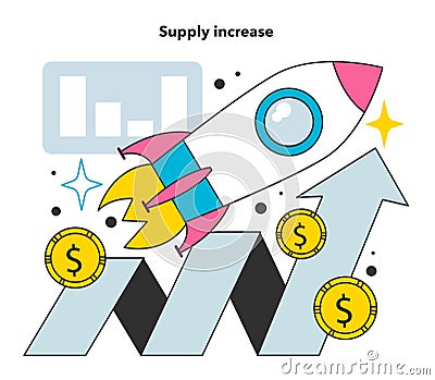 Supply increase as a measure to reduce inflation. Economics crisis recovery. Vector Illustration