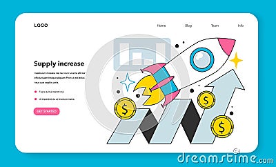 Supply increase as a measure to reduce inflation web banner or landing page. Vector Illustration