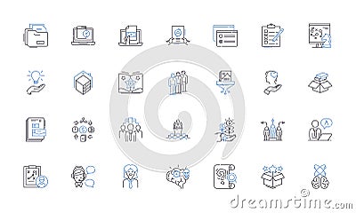 Supply service line icons collection. Delivery, Logistics, Inventory, Distribution, Shipping, Procurement, Warehousing Vector Illustration