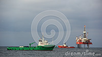 Supply vessel is on anchorage Stock Photo