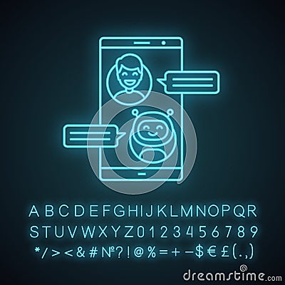 Support chatbot neon light icon Vector Illustration