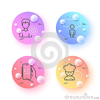 Support, Chef and 5g internet minimal line icons. For web application, printing. Vector Vector Illustration