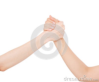 Support of close people concept, helping hand Stock Photo