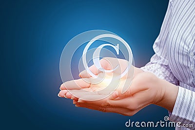 Support copyrights in the hands. Stock Photo