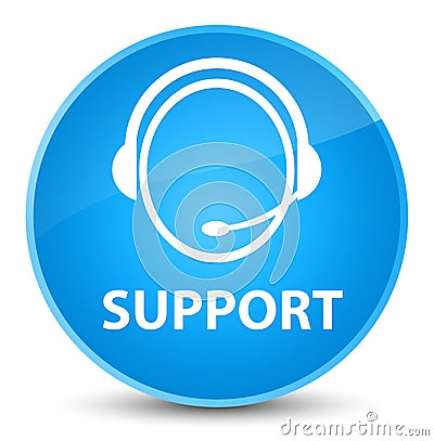 Support (customer care icon) elegant cyan blue round button Cartoon Illustration