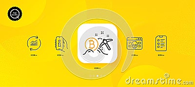 Support, Cyber attack and Update data minimal line icons. For web application, printing. Vector Vector Illustration
