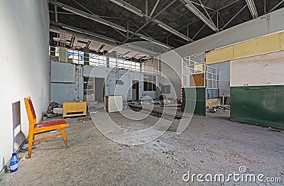 Support facilities at an abandoned airport Stock Photo