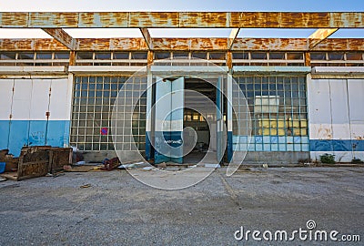 Support facilities at an abandoned airport Stock Photo