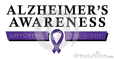 Alzheimer`s Awareness Ribbon | Alzheimer`s Disease & Dementia Symbol for Social Media Campaigns and Fundraisers Vector Illustration