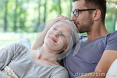 Support in her cancer treatment Stock Photo