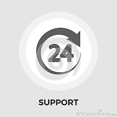 Support 24 hours flat icon Vector Illustration