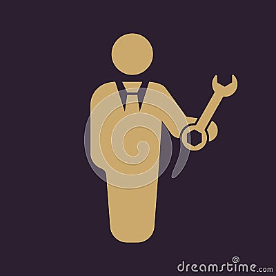 The support icon. Engineer and repair, technician, fixing symbol. Flat Vector Illustration