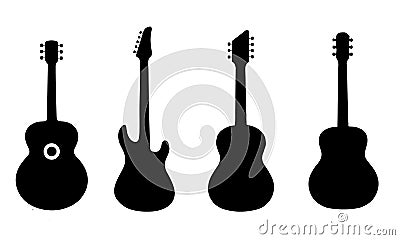 Electric Guitar Black On White Background Silhouette Vector illustration Design Vector Illustration