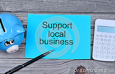 Support local business on paper Stock Photo