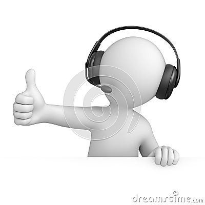 Support operator with thumb up Stock Photo