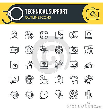 Support Outline Icons Vector Illustration