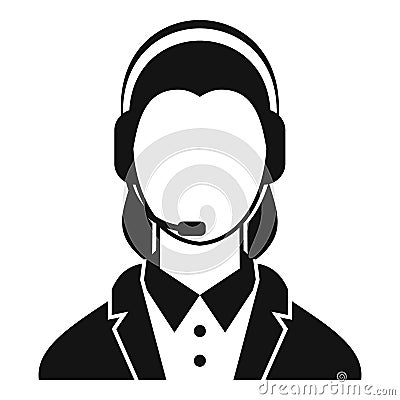 Support phone operator in headset icon Vector Illustration