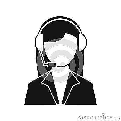 Support phone operator in headset icon Vector Illustration