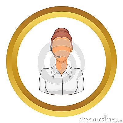 Support phone operator in headset vector icon Vector Illustration