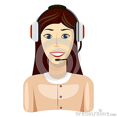 Support phone operator icon, cartoon style Vector Illustration