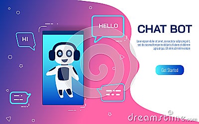 Support smart service with artificial intelligence. Virtual Assistance Of Website Or Mobile Applications. Chat bot AI concept . Vector Illustration