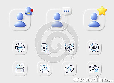 Support, Tickets and 360 degrees line icons. For web app, printing. Vector Vector Illustration