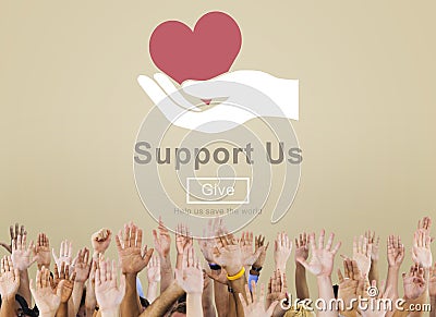 Support us Welfare Volunteer Donations Concept Stock Photo