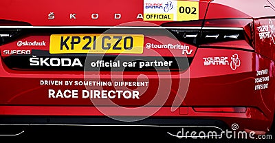 Support vehicles at Tour de Britain 2021 Editorial Stock Photo