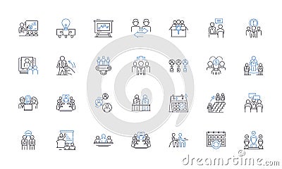 Supporters line icons collection. Advocates, Allies, Backers, Believers, Cheerleaders, Collaborators, Companions vector Vector Illustration