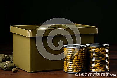 Supporting Those in Need. Grocery Donation Box for Charity, Food Banks, and Low-Income Support Stock Photo