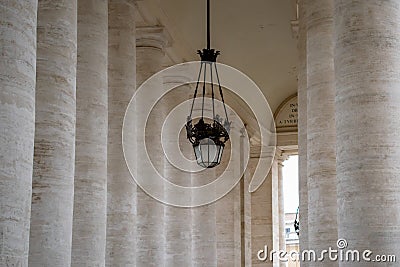 Supporting pillars from the left wing of the St. Peter`s square, Vatican, Italy Stock Photo