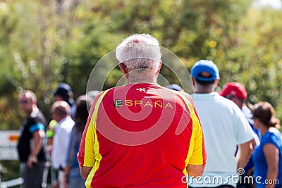 Supporting during three weeks cycling race La Vuelta, Spain Editorial Stock Photo